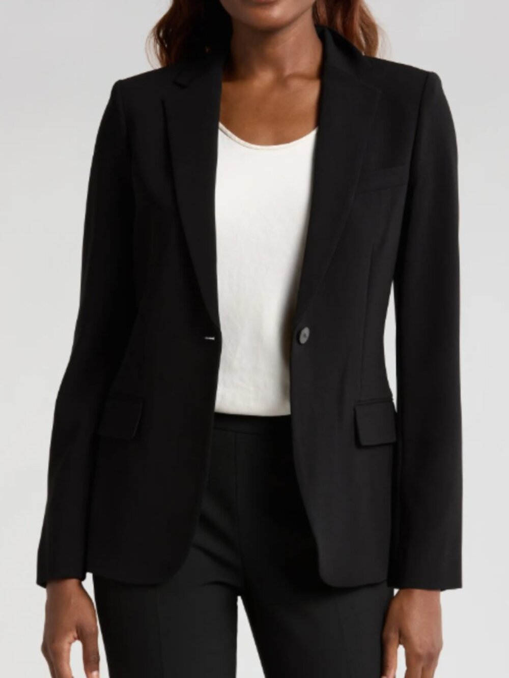 Theory Slim Fit Stretch Wool One Button Blazer